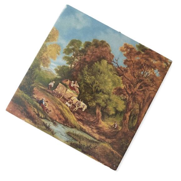 JC Van Hunnik Ceramic Art Tile Colonial Horse Farm Vtg 70s West Germany Country. - Picture 9 of 16